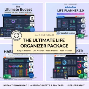 Life Planner Google Sheets Dark Mode Annual Budget Tracker Excel Budget Spreadsheet