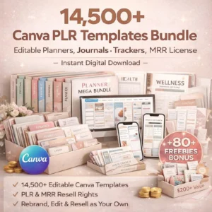 14500+ Canva PLR Templates Bundle | Editable Planner Journal Tracker Templates