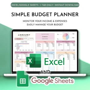 Excel Budget Planner Google Sheets Included: Monthly, Weekly